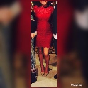 Red lace shoshanna dress